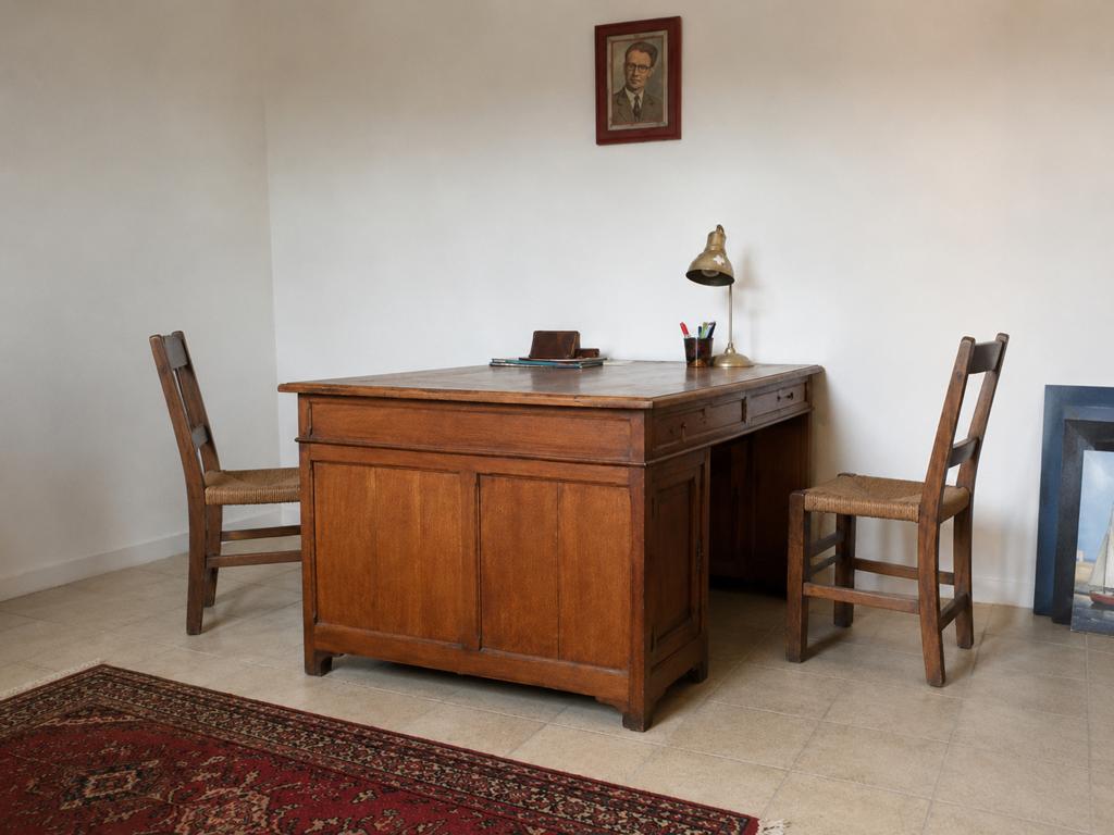 Bureau double en bois massif - 135 x 90 x 76 cm, Maison & Meubles, Enlèvement