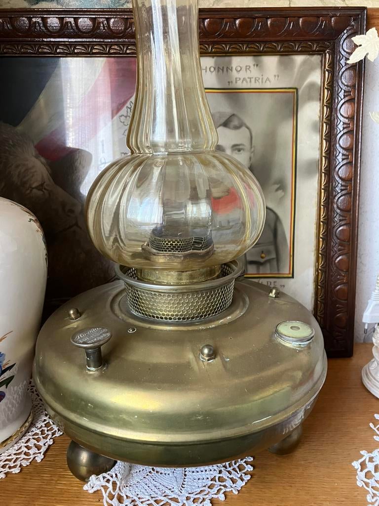 Antieke kopere olielamp, Antiek en Kunst, Ophalen