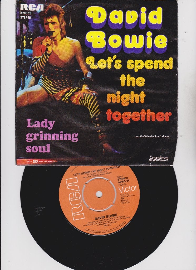 David Bowie – Let's Spend The Night Together  1973, CD & DVD, Vinyles Singles, Utilisé, Housse de protection extérieure, Pochette photo