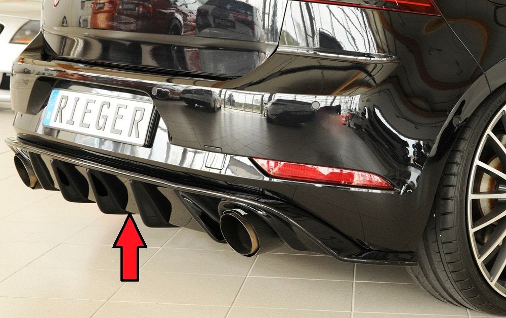 Diffuseur Rieger noir brillant pour VW Golf 7 GTI/R/R-Line, Enlèvement, Utilisé, Arrière, Pare-chocs