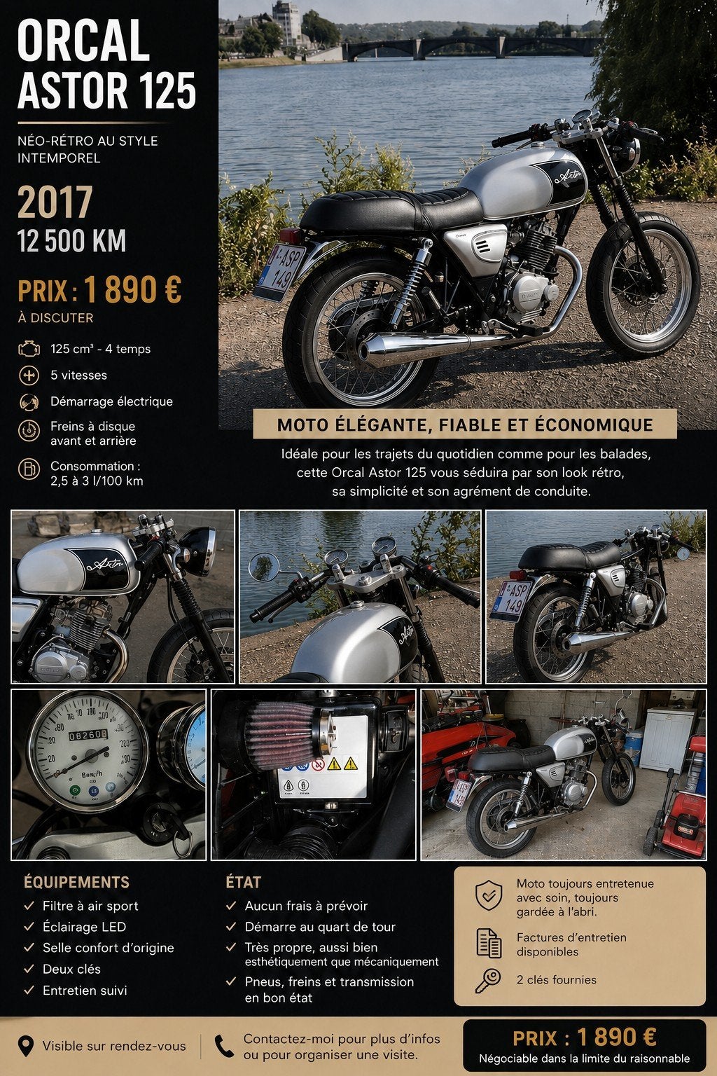 Orcal Astor 125cc, Motoren, Ophalen