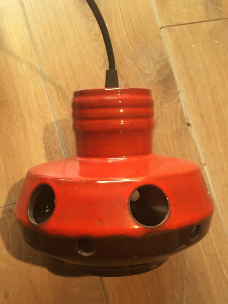 Hanglamp retro keramiek oranje vintage jaren 70, Overige materialen, Ophalen of Verzenden, Zo goed als nieuw, Vintage retro