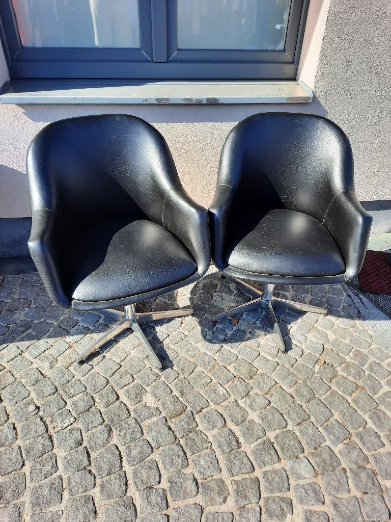 Lederen kuipstoelen, Ophalen, Gebruikt, Twee, Zwart