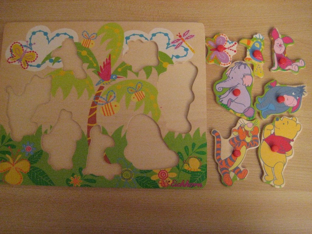 Houten puzzel Eichhorn – Dieren in de jungle, 2 tot 4 jaar, Ophalen of Verzenden, Zo goed als nieuw, Van hout