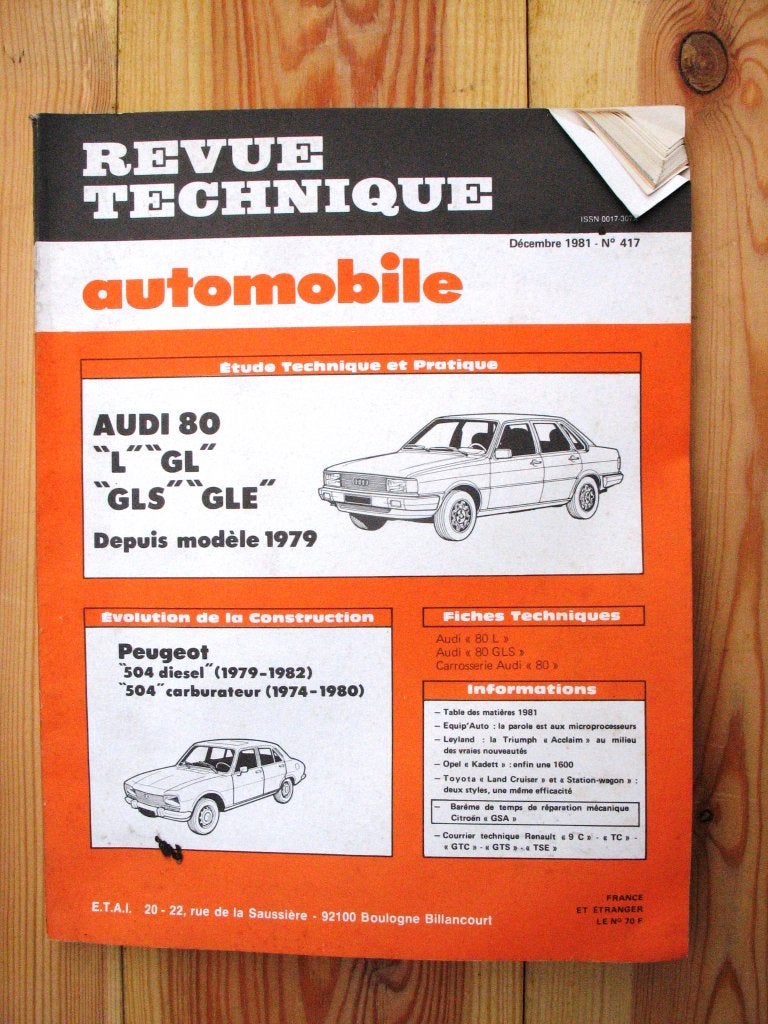 RTA AUDI 80 B2, Enlèvement ou Envoi