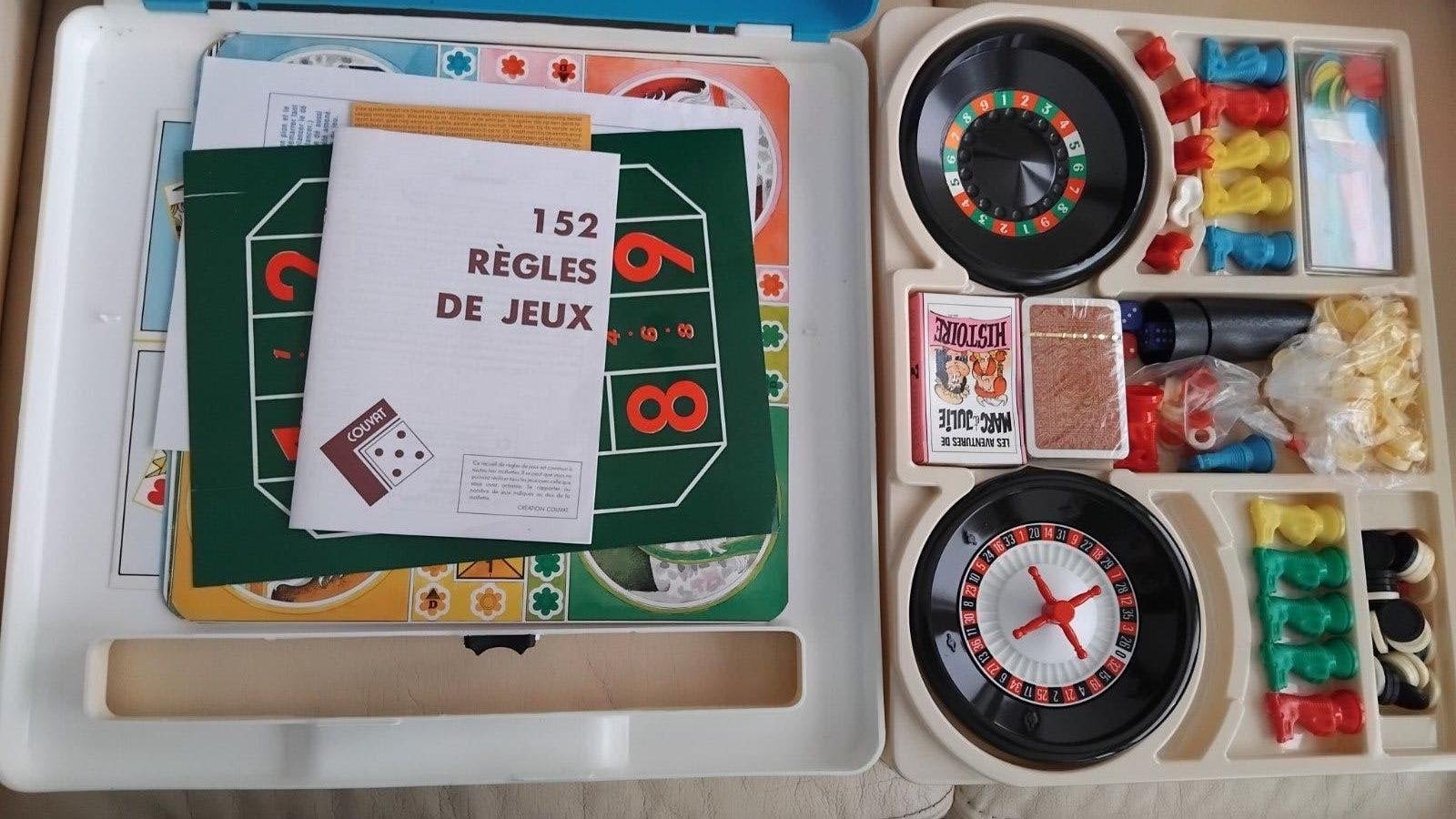 152 bordspellen in een draagbare doos, Vijf spelers of meer, Ophalen of Verzenden, Zo goed als nieuw, Reisspel