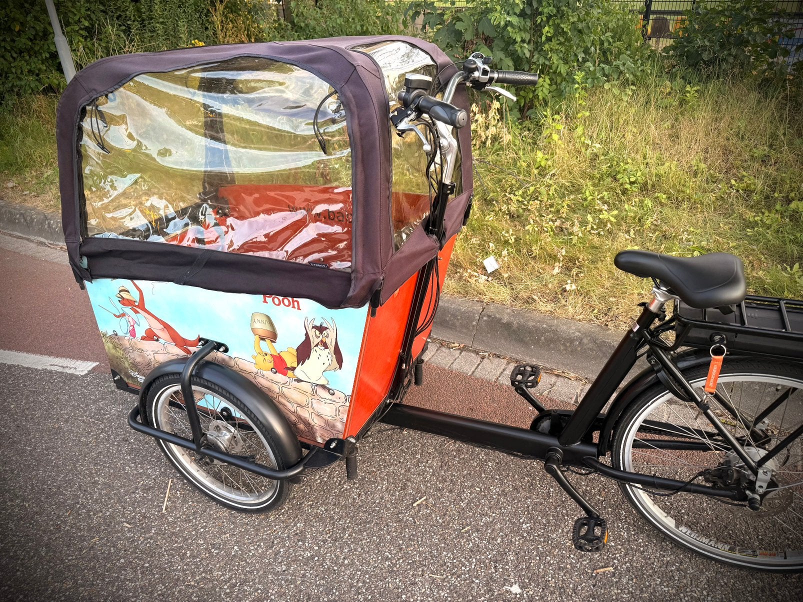 Babboe big E Disney Winnie the Pooh bakfiets, 4 kinderen of meer, Huif, Zo goed als nieuw, Ophalen
