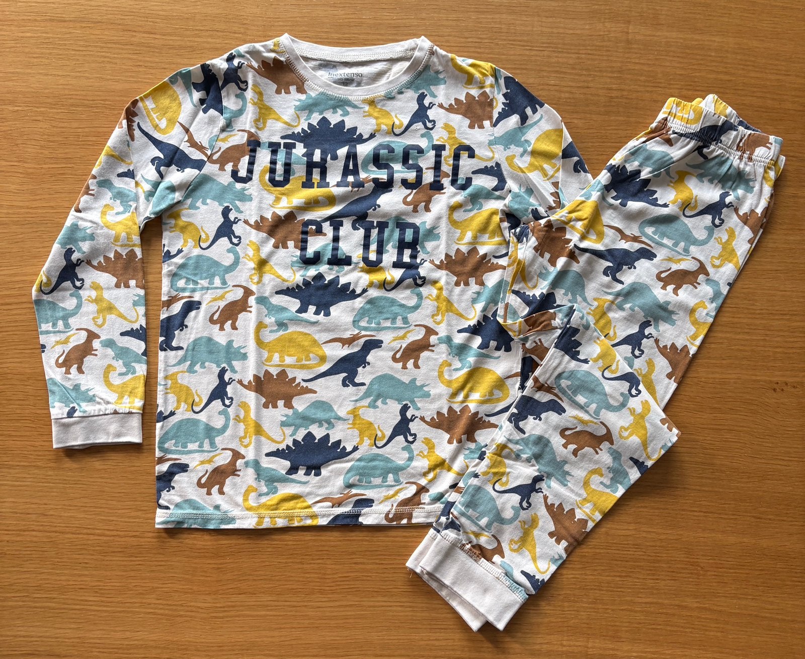 Pyjama beige Dinosaures - 12 ans - 4€, Kinderen en Baby's, Ophalen of Verzenden, Gebruikt, Jongen, Nacht- of Onderkleding