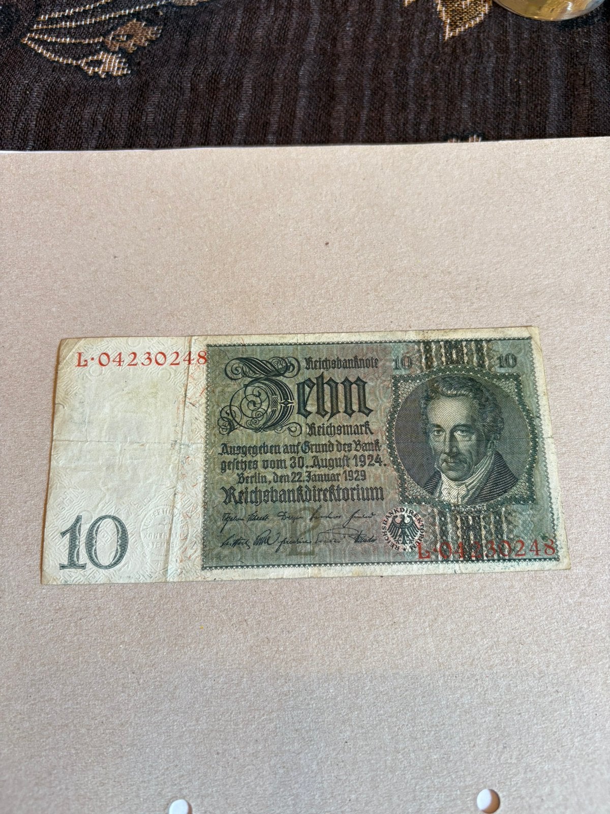 Billet allemand 10 Reichsmark 1929 — Albrecht Thaer, Enlèvement ou Envoi, Allemagne, Billets en vrac