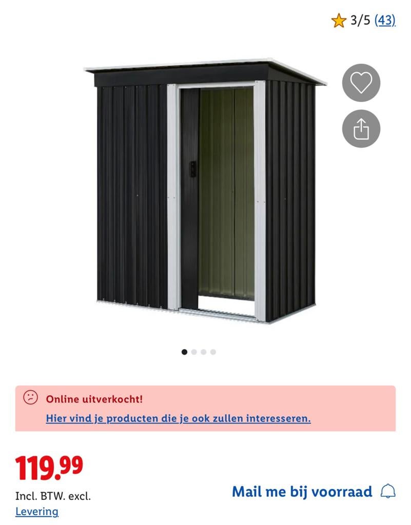 Abri de jardin, Enlèvement, Comme neuf
