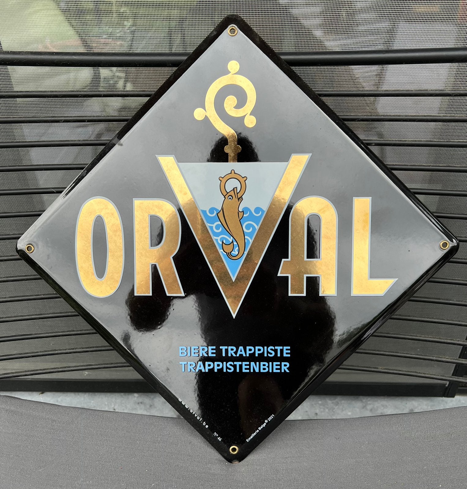Emaille bord Orval, Verzamelen, Merken en Reclamevoorwerpen, Zo goed als nieuw, Reclamebord, Ophalen