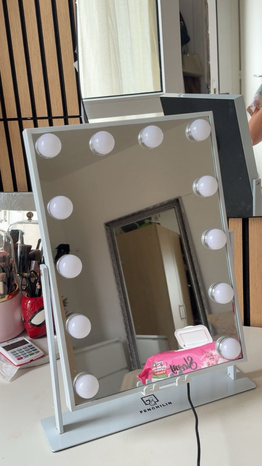 Hollywood spiegel, Huis en Inrichting, Woonaccessoires | Spiegels, Ophalen, Gebruikt, Minder dan 100 cm, Rechthoekig