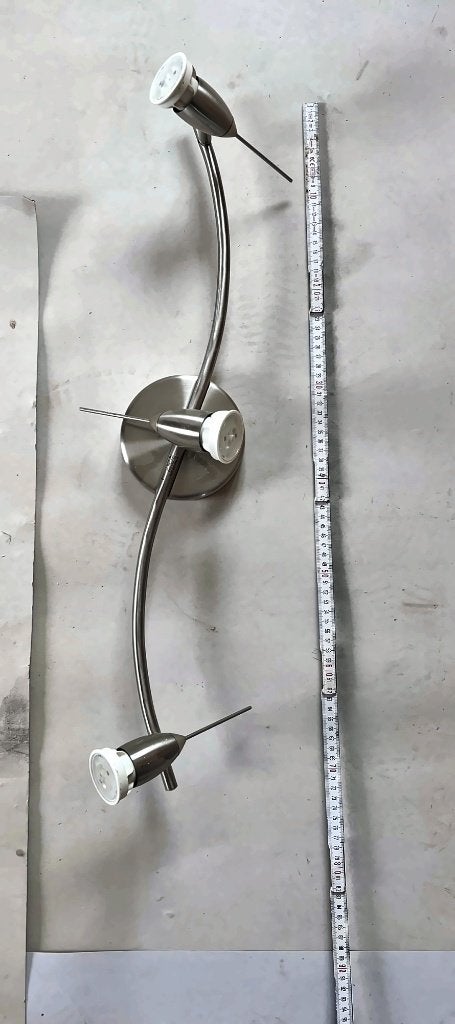 Plafonnier 3 spots, gris, 70 cm (luminaire), Maison & Meubles, Enlèvement, Utilisé, Métal, Klassiek