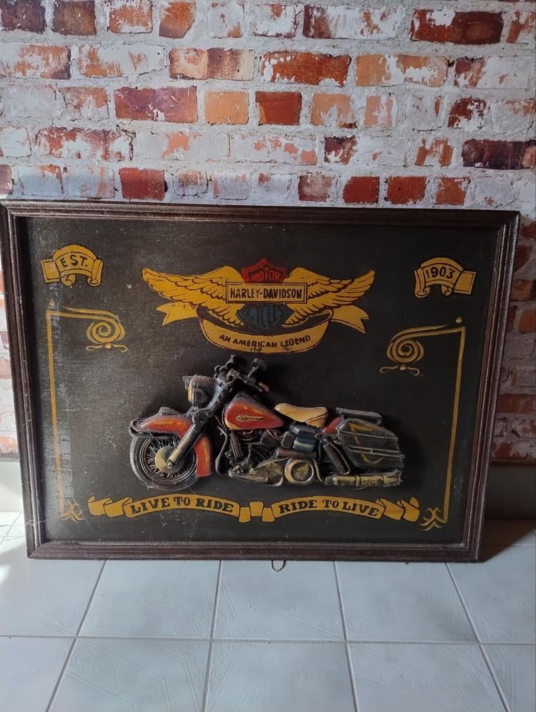Harley Davidson kader/schilderij, Antiek en Kunst, Ophalen