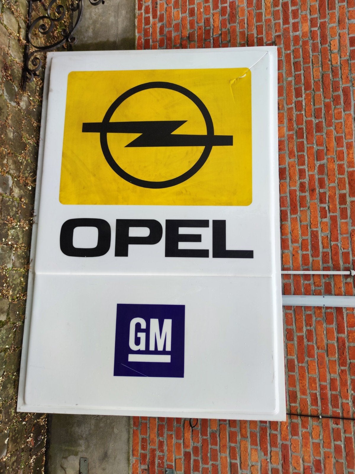 Opel dealer garage reclame bord lichtbak oldtimer, Ophalen, Reclamebord