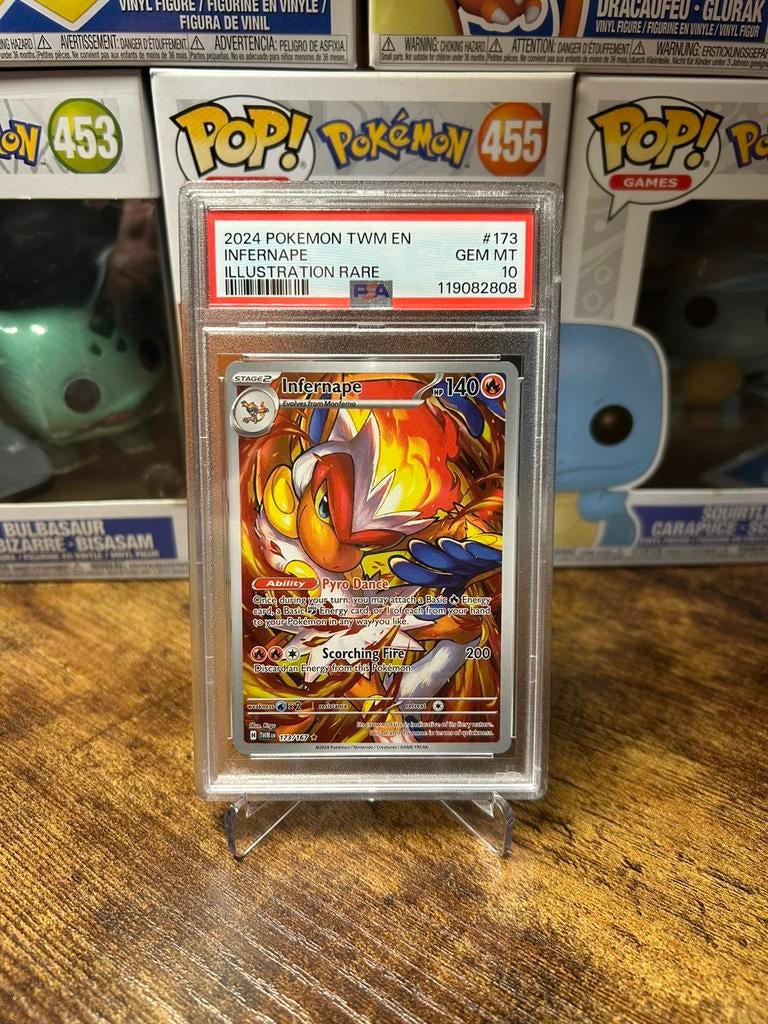 Infernape - PSA 10 - Twilight Masquerade, Hobby en Vrije tijd, Verzamelkaartspellen | Pokémon, Ophalen of Verzenden, Zo goed als nieuw