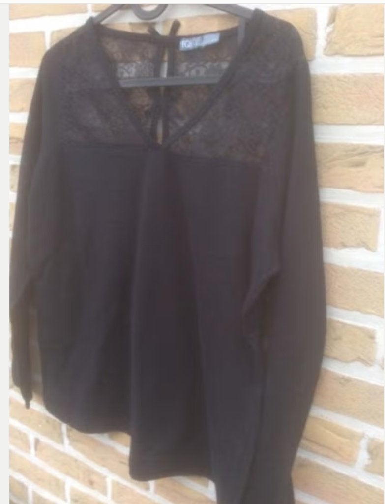 Blouse vintage, TQF, Ophalen of Verzenden, Zo goed als nieuw, Zwart