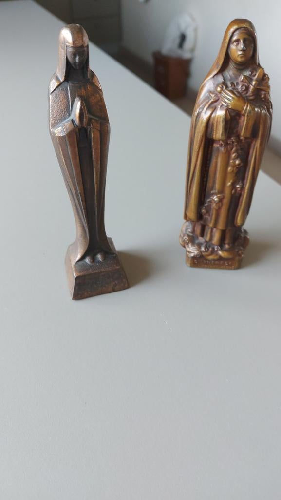 2 heiligenbeelden in brons, Antiek en Kunst, Ophalen