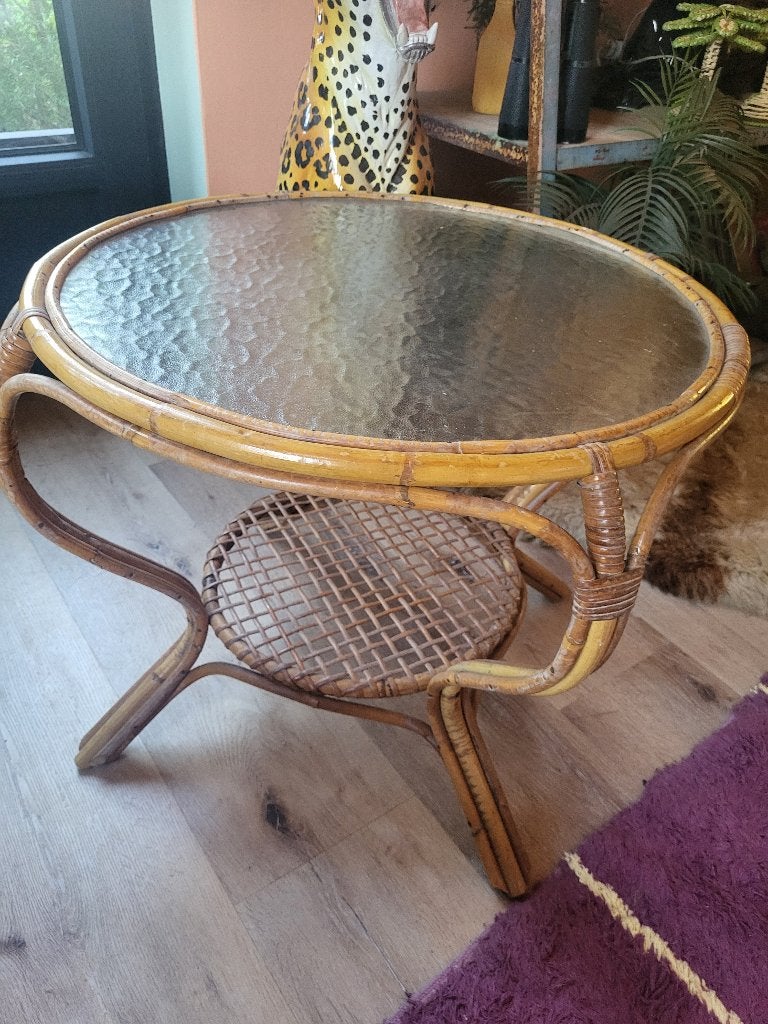 Vintage rotan ronde tafel, Ophalen