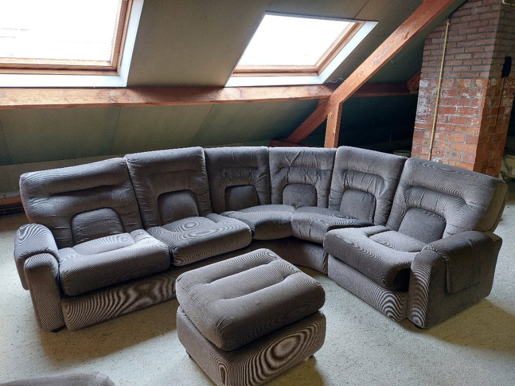 Hoeksalon met poef stof, Huis en Inrichting, Ophalen, Zo goed als nieuw, Stof