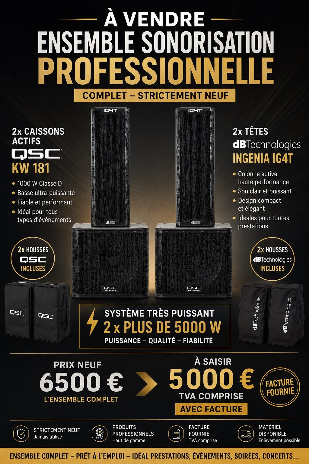 Qsc+dB Technologies Volledig actieve geluidskit met tassen, Audio, Tv en Foto, Luidsprekerboxen, Ophalen, Zo goed als nieuw, Party speaker
