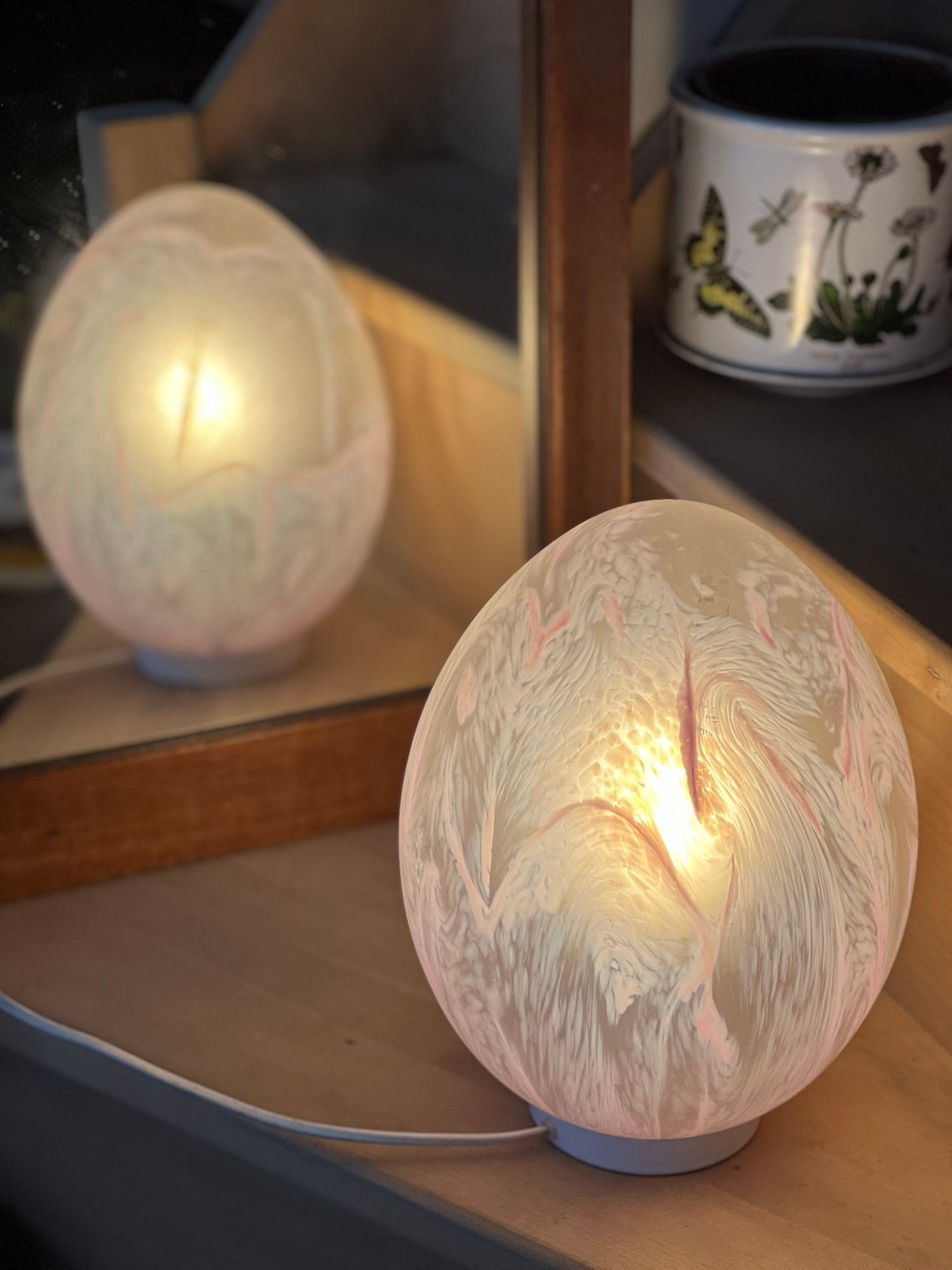 Lampe oeuf vintage 70’s, Maison & Meubles, Vintage, Enlèvement ou Envoi, Rose, Comme neuf