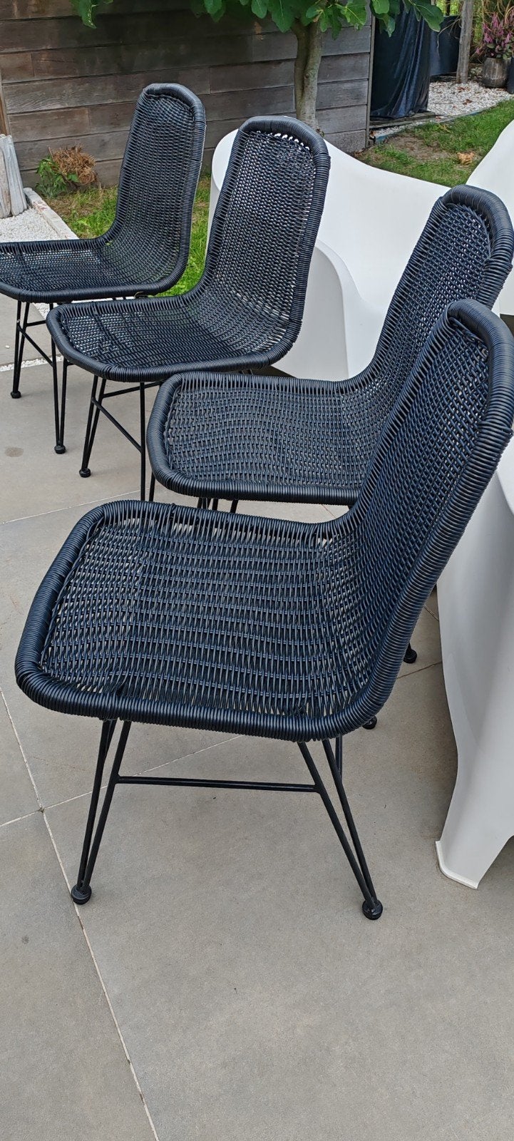4 zwarte wicker stoelen nog nieuw, Tuin en Terras, Ophalen, Wicker