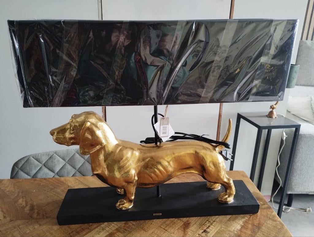 Gouden teckel lamp van Happy House, Nieuw!, Enlèvement