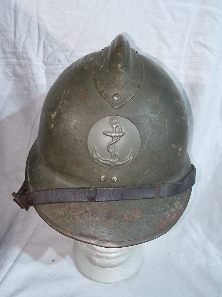 Casque Adrian français de la Seconde Guerre mondiale (D), Enlèvement ou Envoi, Marine, Casque ou Béret