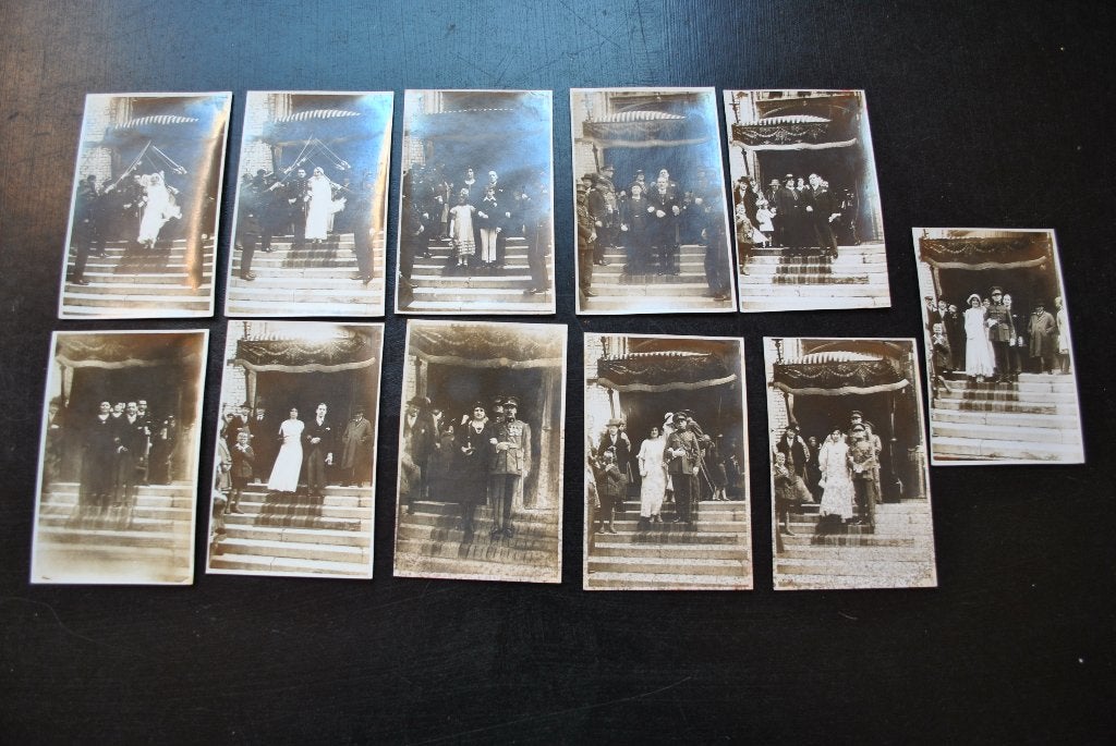Lot de 11 photos (8 x 13 cm) Mariage militaire Officier épée, Ophalen of Verzenden, Overige soorten, Foto of Poster