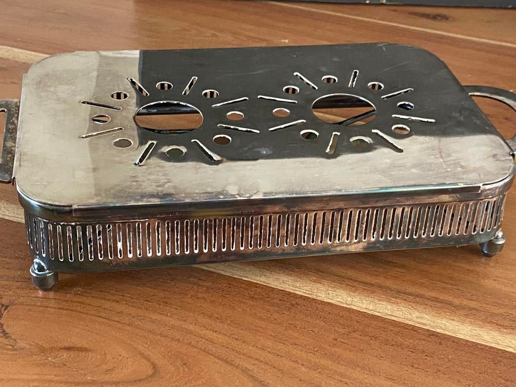 Verzilverde schotelverwarmer, Ophalen, Zilver