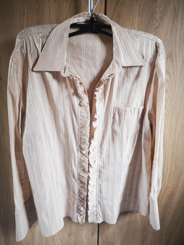 Beige gestreepte blouse maat 44, Ophalen of Verzenden, Maat 42/44 (L), Beige