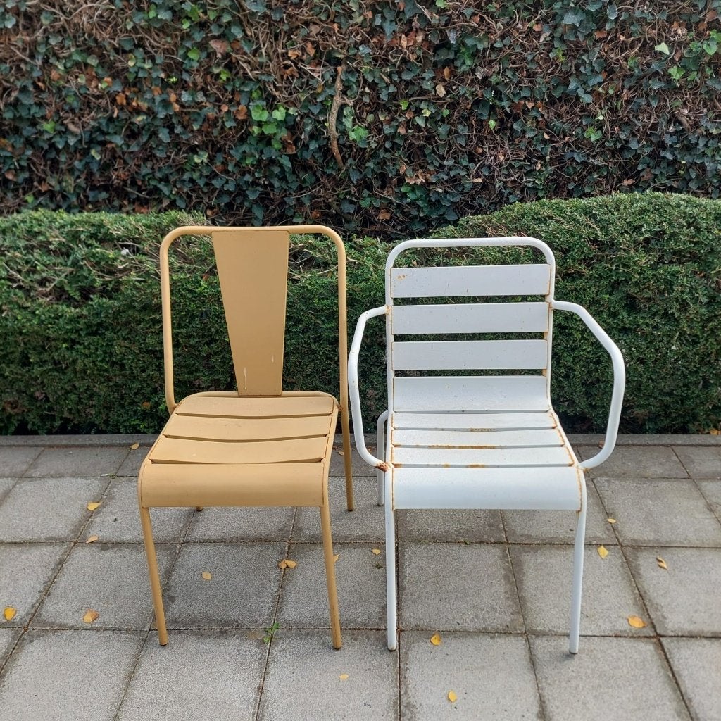 2 metalen tuinstoelen, Tuin en Terras, Ophalen, Gebruikt, Metaal