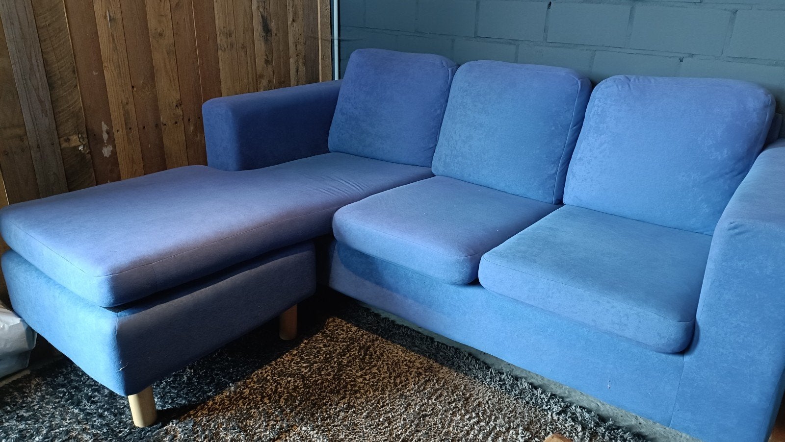 Hoekzetel blauw, zachte stof. 2 meter op 1.60m, Enlèvement, Tissus