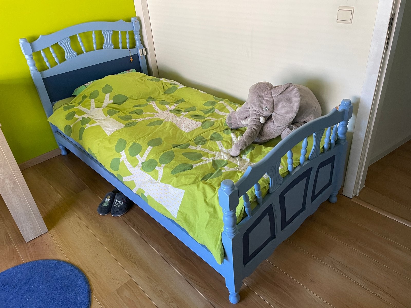 Lit simple ou pour enfant en bois, Maison & Meubles, Chambre à coucher | Lits, Utilisé, Une personne, 90 cm, 200 cm, Bois, Bleu