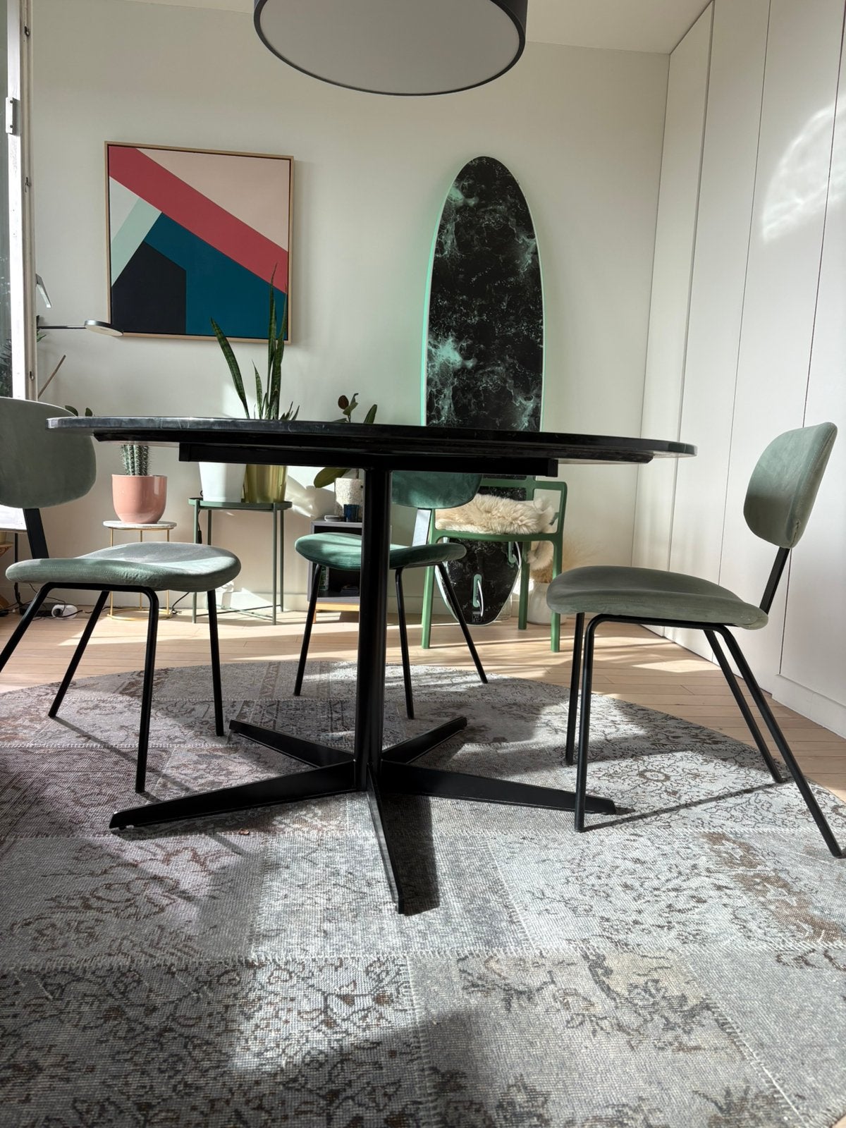 Ronde tafel - zwart marmer - Harris - Furnified - 125cm, Ophalen, Overige materialen, Gebruikt, Rond