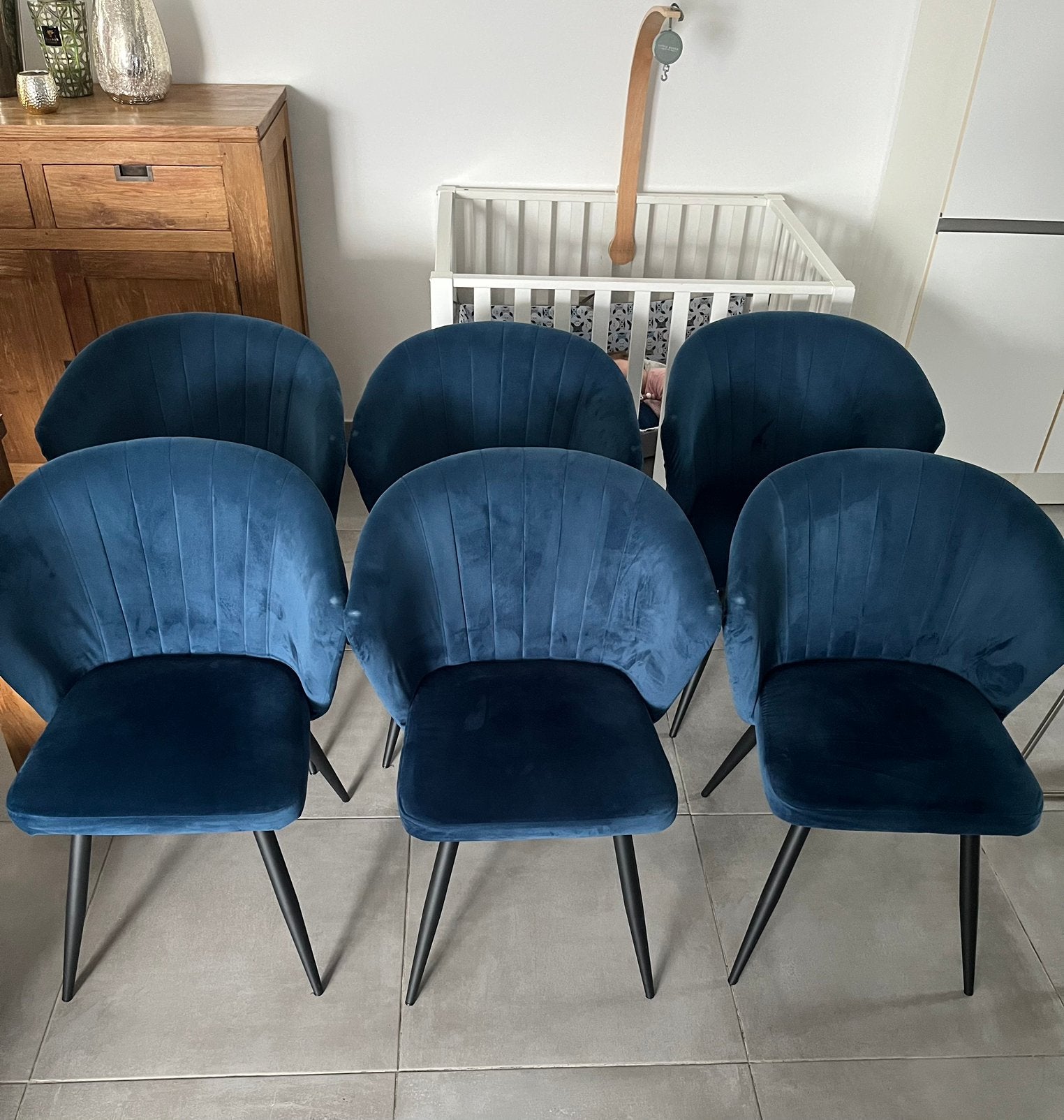Chaises 6 pièces, Maison & Meubles, Enlèvement, Comme neuf, Bleu, Cinq, Six Chaises ou plus