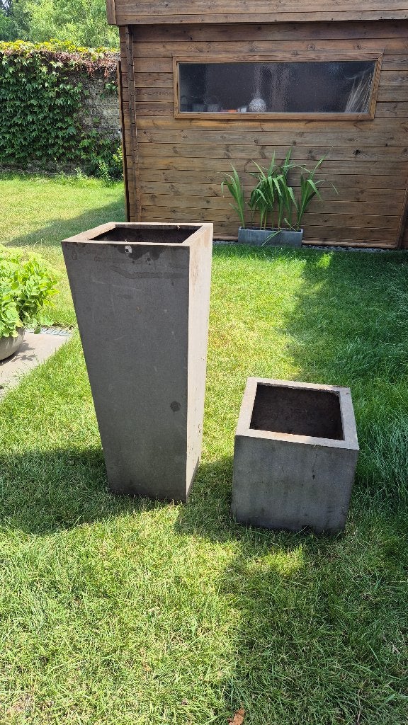 1-5 Plantenbakken (beton look) 40 cm & 100 cm hoog, Tuin en Terras, Bloembakken en Plantenbakken, Ophalen, Kunststof, Minder dan 60 cm