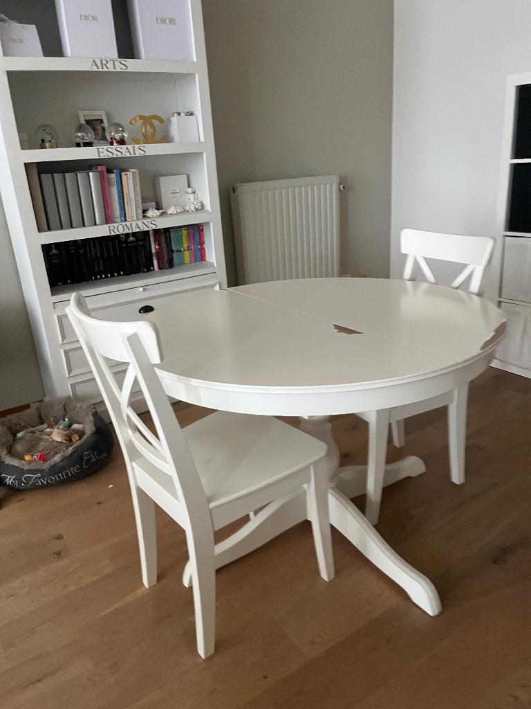 Eettafel - wit, Huis en Inrichting, Tafels | Salontafels, Ophalen, Gebruikt, Rond