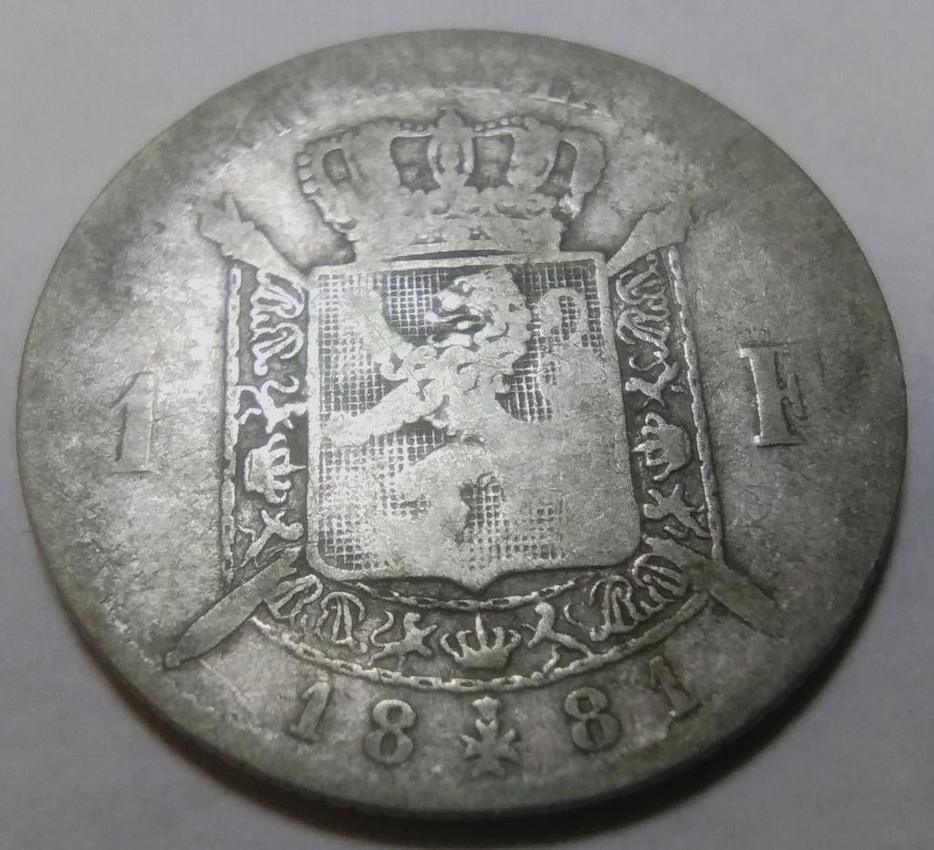 België 1 frank 1881 FRA - Leopold 2, Zilver, Ophalen of Verzenden, Losse munt, Zilver