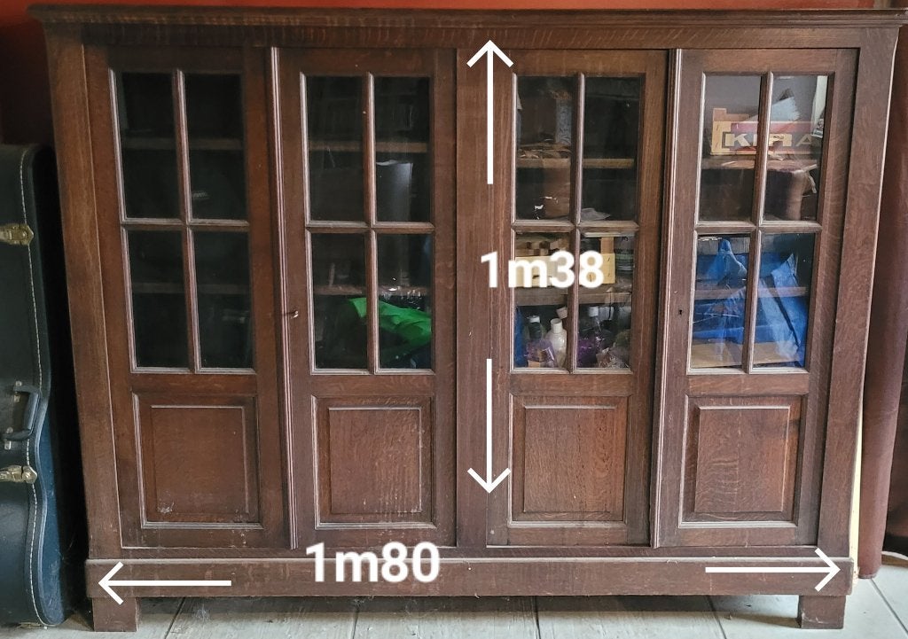 Bibliothèque vitrine en bois massif, Maison & Meubles, Avec porte(s), 25 à 50 cm, 150 à 200 cm, Enlèvement