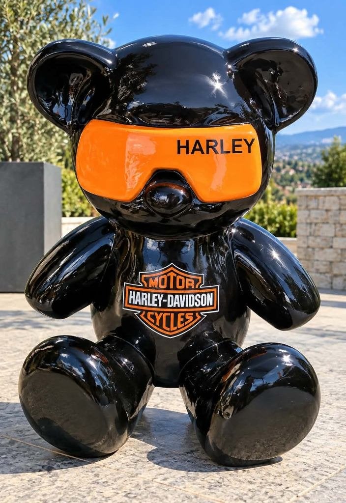 ️ OURS HARLEY-DAVIDSON DÉCO – STATUE EN RÉSINE, Jardin & Terrasse, Enlèvement ou Envoi, Neuf