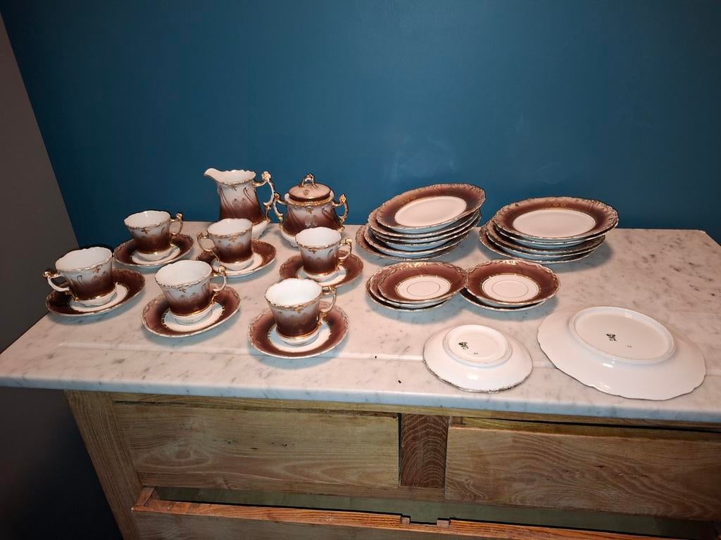 Service centenaire rococo Victorien 33 pièces, Antiek en Kunst, Antiek | Servies compleet, Ophalen of Verzenden
