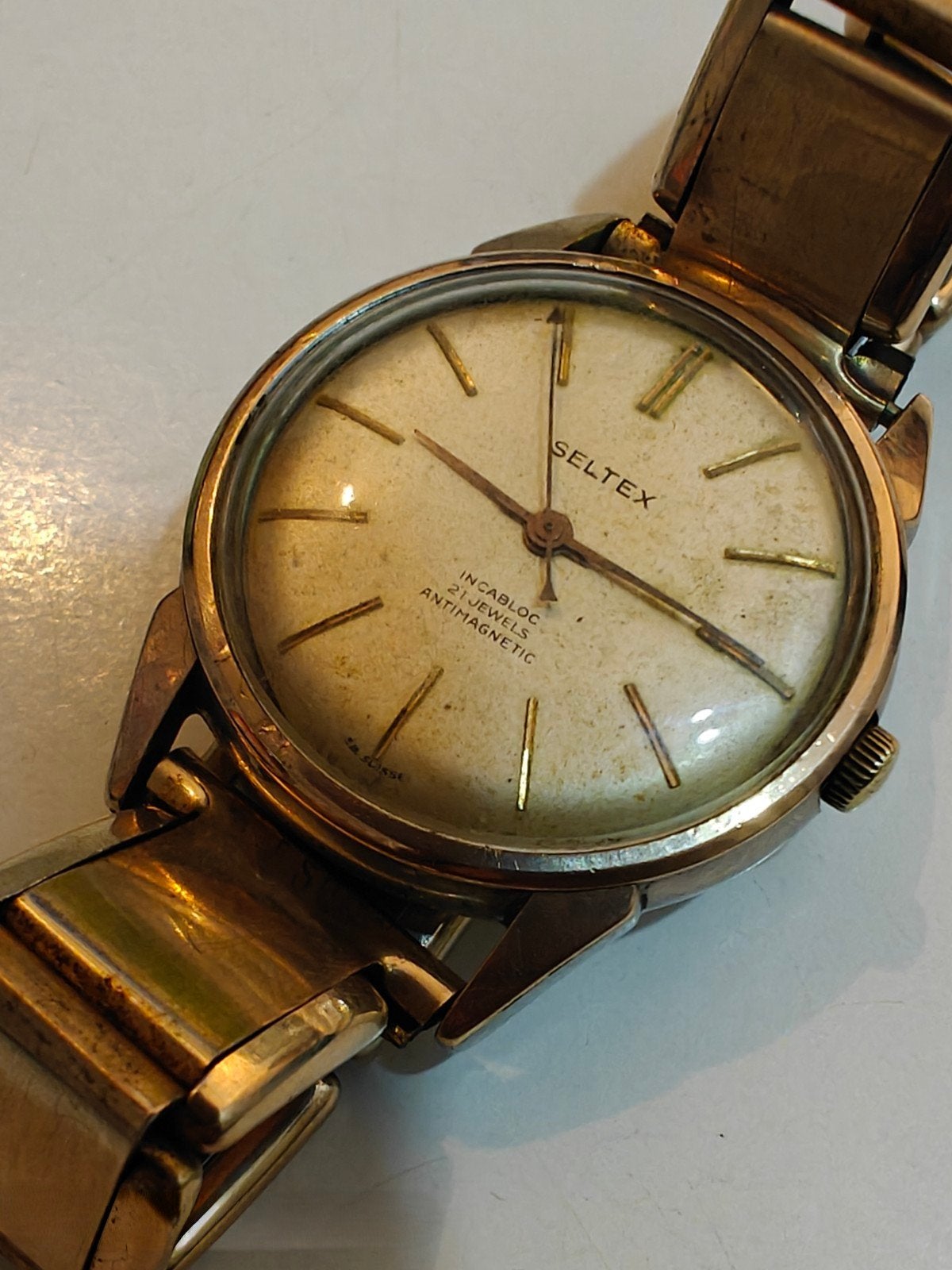 Montre vintage or acier, Enlèvement ou Envoi, Or, Or