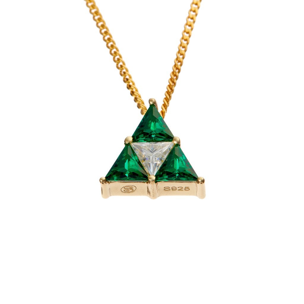 Collier avec Pendentif en Moissanite et Émeraude, Neuf, Autres représentations, Or, Avec pierre précieuse