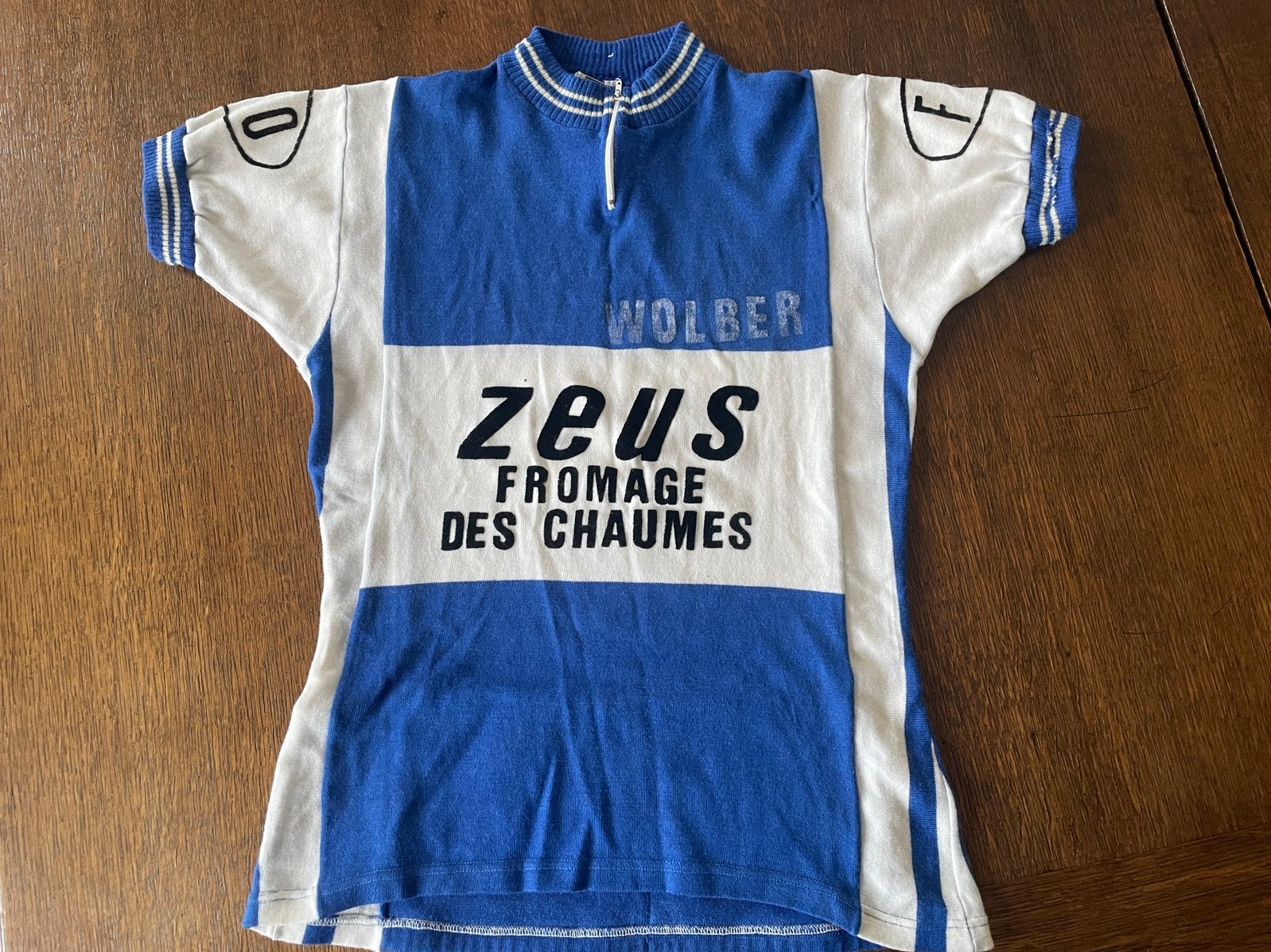 Maillot de vélo vintage « laine » ‘70 ZEUS WOLBER CHAUMES, Vêtements d'extérieur, Enlèvement ou Envoi, M, Utilisé