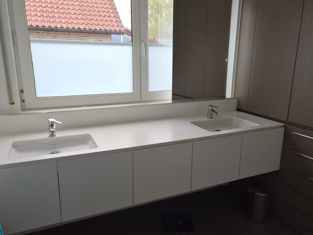 Badmeubel met 2 lavabo's, Huis en Inrichting, Badkamer | Badkamermeubels, Ophalen, Gebruikt, 200 cm of meer, Wastafelkast