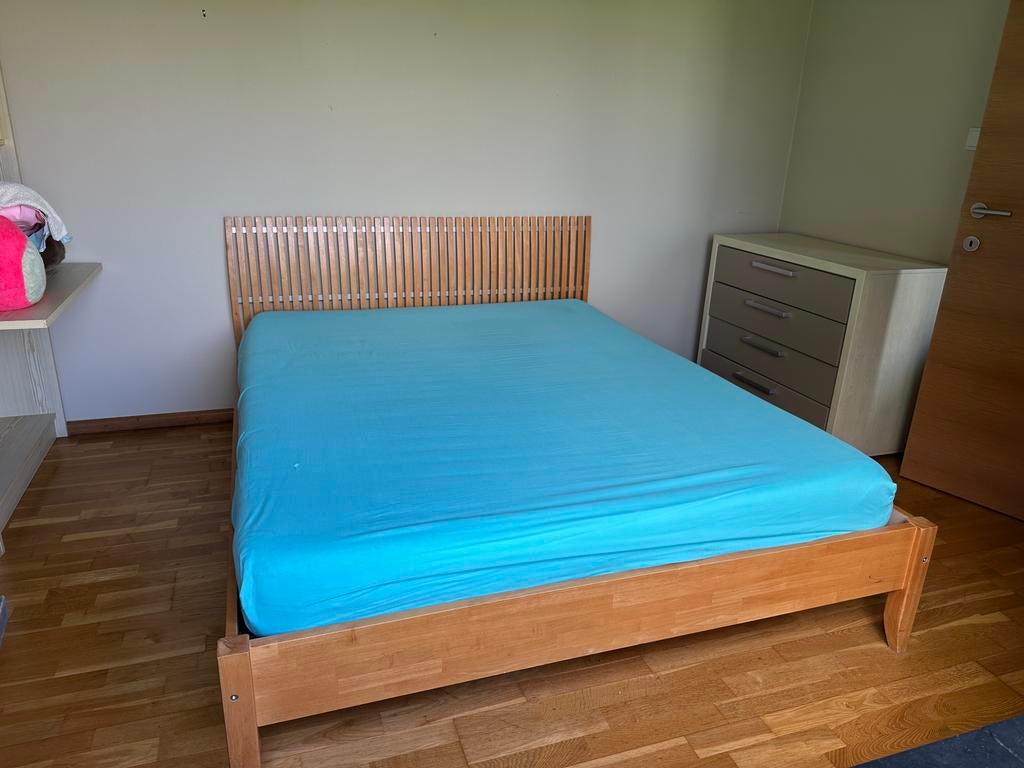 IKEA bed van 160cm breed met traagschuimmatras & lattenbodem, Enlèvement, Utilisé