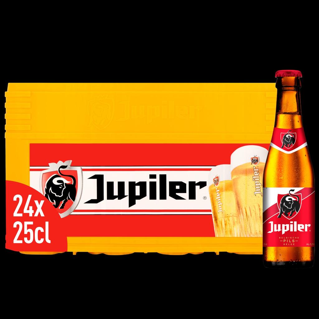 Over van feest 2 kratten Jupiler vol en 1 met 4 lege flesjes, Ophalen