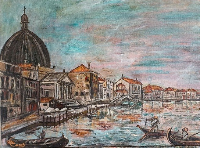 Kunsthandel Gennep - "Venetië", Antiquités & Art, Art | Peinture | Moderne, Enlèvement ou Envoi, Peint à la main, Peinture à l'huile